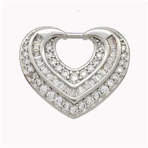 Copper Heart Pendant Micropave Zirconia Platinum Plated, approx 20-23mm [FN46750]