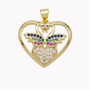 Copper Swan Pendant Micropave Zirconia Heart Gold Plated, approx 20-22mm [FN46755]
