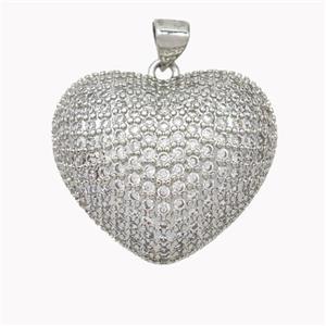 Copper Heart Pendant Micropave Zirconia Platinum Plated, approx 26mm [FN46756]