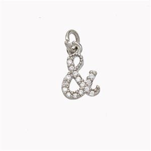 Copper And Signs Pendant Pave Zirconia Platinum Plated, approx 7-8mm [FN46772]