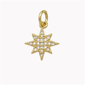 Copper Star Pendant Pave Zirconia Gold Plated, approx 11mm [FN46774]