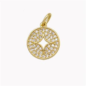 Copper Star Pendant Pave Zirconia Circle Gold Plated, approx 11mm [FN46777]