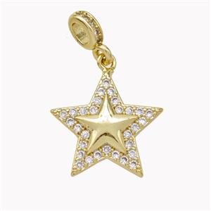 Copper Star Pendant Micropave Zirconia Gold Plated, approx 17mm, 4-6mm [FN46780]