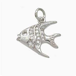 Copper Fish Pendant Micropave Zirconia Platinum Plated, approx 14-16mm [FN46781]
