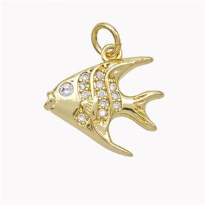 Copper Fish Pendant Micropave Zirconia Gold Plated, approx 14-16mm [FN46782]
