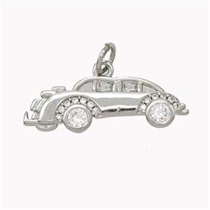 Copper Car Charms Pendant Pave Zirconia Platinum Plated, approx 8.5-25mm [FN46785]