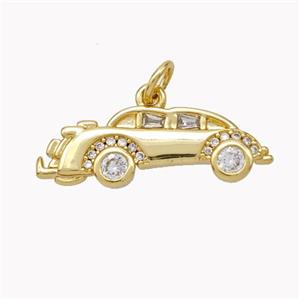 Copper Car Charms Pendant Pave Zirconia Gold Plated, approx 8.5-25mm [FN46786]