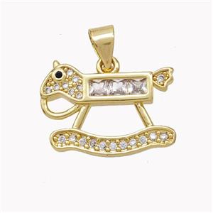 Copper Rock Horse Pendant Pave Zirconia Gold Plated, approx 12-18mm [FN46788]