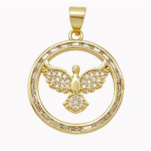Copper Eagle Pendant Pave Zirconia Birds Gold Plated, approx 20mm [FN46790]