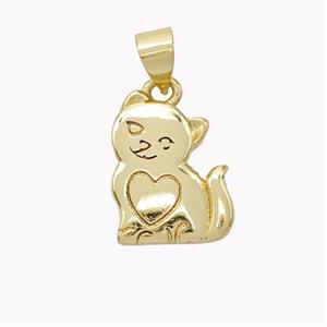 Copper Cat Pendant Heart Gold Plated, approx 11-14mm [FN46799]