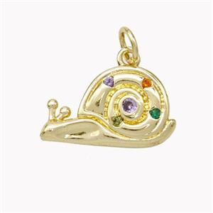 Copper Snail Pendant Pave Zirconia Gold Plated, approx 11-17mm [FN46803]