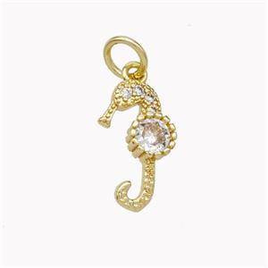 Copper Seahorse Pendant Pave Zirconia Gold Plated, approx 7-13mm [FN46804]