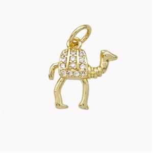 Copper Camel Pendant Pave Zirconia Gold Plated, approx 11-13mm [FN46805]