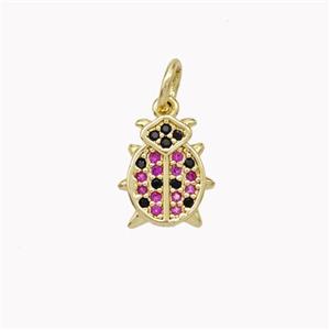 Copper Beetle Pendant Pave Zirconia Gold Plated, approx 8.5-10mm [FN46806]