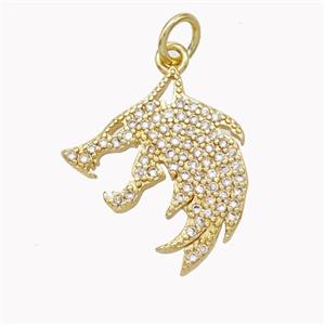Copper Crocodile Pendant Pave Zirconia Gold Plated, approx 13.5-17mm [FN46809]