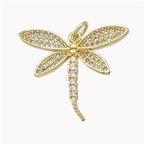 Copper Dragonfly Pendant Pave Zirconia Gold Plated, approx 20-25mm [FN46812]