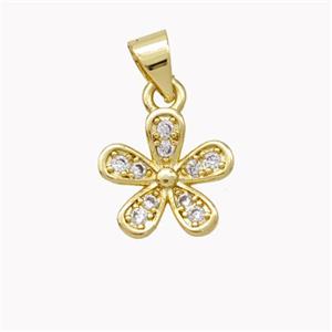 Copper Flower Pendant Pave Zirconia Gold Plated, approx 11mm [FN46822]