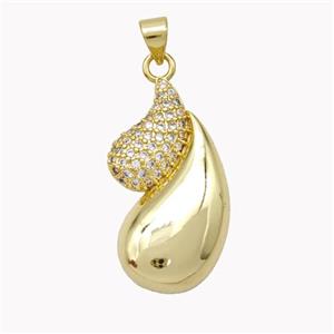 Copper Teardrop Pendant Pave Zirconia Gold Plated, approx 15-28mm [FN46830]