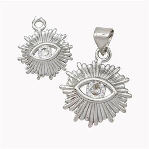 Copper Eye Pendant Micropave Zirconia Platinum Plated, approx 12mm [FN46857-S]