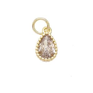 Copper Teardrop Pendant Pave Zirconia Gold Plated, approx 6-8mm [FN46863]