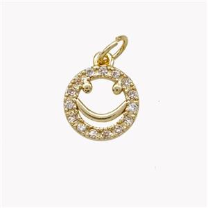 Copper Emoji Pendant Pave Zirconia Gold Plated, approx 10mm [FN46865]