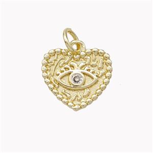 Copper Heart Eye Pendant Pave Zirconia Gold Plated, approx 13mm [FN46876]