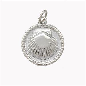Copper Scallop Shell Pendant Platinum Plated, approx 15mm [FN46879]