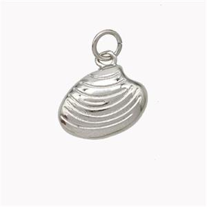 Copper Scallop Shell Pendant Platinum Plated, approx 10-14mm [FN46881]