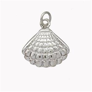 Copper Scallop Shell Pendant Platinum Plated, approx 13-16mm [FN46883]