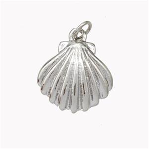 Copper Scallop Shell Pendant Platinum Plated, approx 16mm [FN46885]