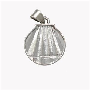 Copper Scallop Shell Pendant Platinum Plated, approx 15mm [FN46887]