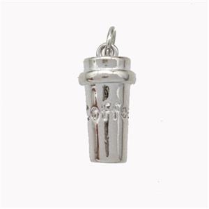 Coffee Cup Charms Copper Pendant Platinum Plated, approx 8-15mm [FN46889]