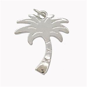 Coconut Tree Charms Copper Pendant Platinum Plated, approx 19-20mm [FN46891]