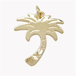 Coconut Tree Charms Copper Pendant Gold Plated, approx 19-20mm [FN46892]