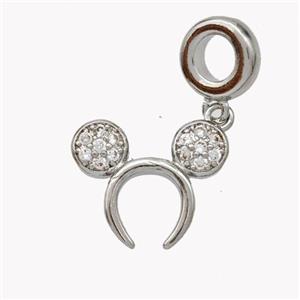 Barrette Charms Copper Pendant Pave Zirconia Platinum Plated, approx 13-17mm, 9mm [FN46895]