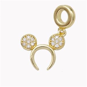 Barrette Charms Copper Pendant Pave Zirconia Gold Plated, approx 13-17mm, 9mm [FN46896]