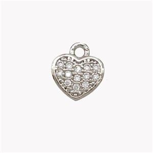 Copper Heart Pendant Pave Zirconia Platinum Plated, approx 8mm [FN46897]