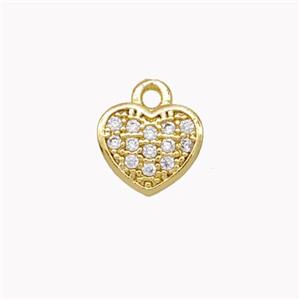 Copper Heart Pendant Pave Zirconia Gold Plated, approx 8mm [FN46898]