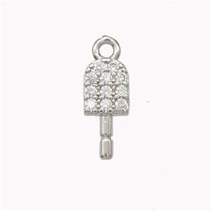 Ice Cream Charms Copper Pendant Pave Zirconia Platinum Plated, approx 6-12.5mm [FN46899]