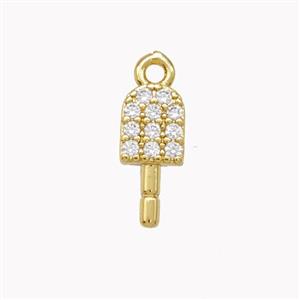 Ice Cream Charms Copper Pendant Pave Zirconia Gold Plated, approx 6-12.5mm [FN46900]