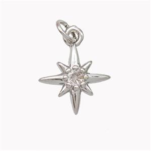 Copper Northstar Pendant Pave Zirconia Platinum Plated, approx 13mm [FN46901]