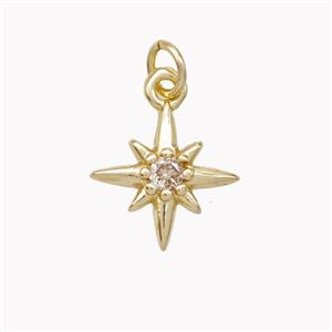 Copper Northstar Pendant Pave Zirconia Gold Plated, approx 13mm [FN46902]
