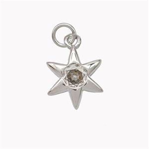 Copper Star Pendant Pave Zirconia Platinum Plated, approx 13mm [FN46903]