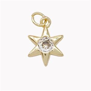 Copper Star Pendant Pave Zirconia Gold Plated, approx 13mm [FN46904]