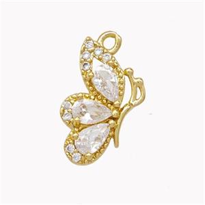 Copper Butterfly Pendant Pave Zirconia Miller Gold Plated, approx 9-16mm [FN46906]