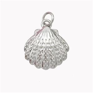 Copper Scallop Shell Pendant Platinum Plated, approx 15mm [FN46911]