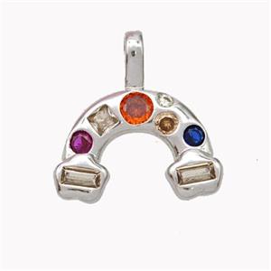 Copper Rainbow Pendant Micropave Zirconia Platinum Plated, approx 17mm [FN46919]