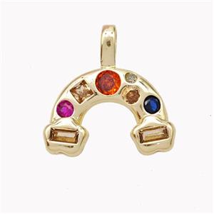 Copper Rainbow Pendant Micropave Zirconia Gold Plated, approx 17mm [FN46920]