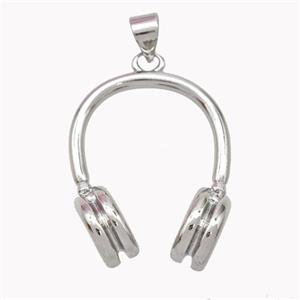 Earphone Charms Copper Pendant Platinum Plated, approx 20-25mm [FN46921]
