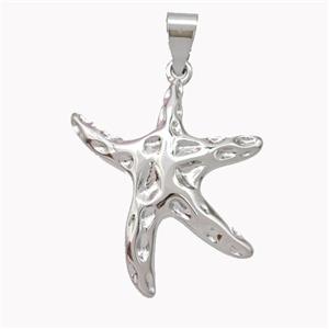 Copper Starfish Pendant Hammered Platinum Plated, approx 24-26mm [FN46925]